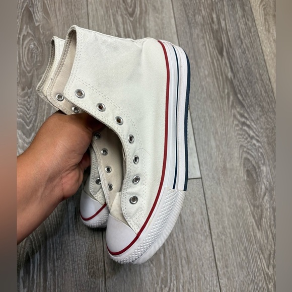 Converse White High-Tops with Red and Blue Stripes - Picture 4 of 11